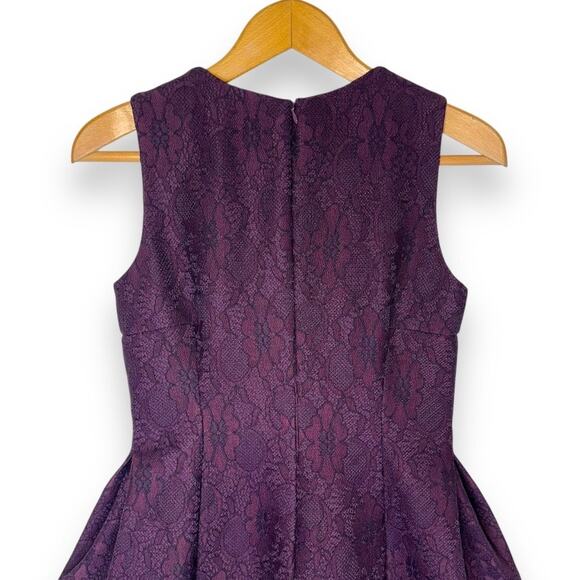 Calvin Klein Aubergine A-Line Lace Dress Size 4 Purple Sleeveless Cocktail Dress - Picture 5 of 9